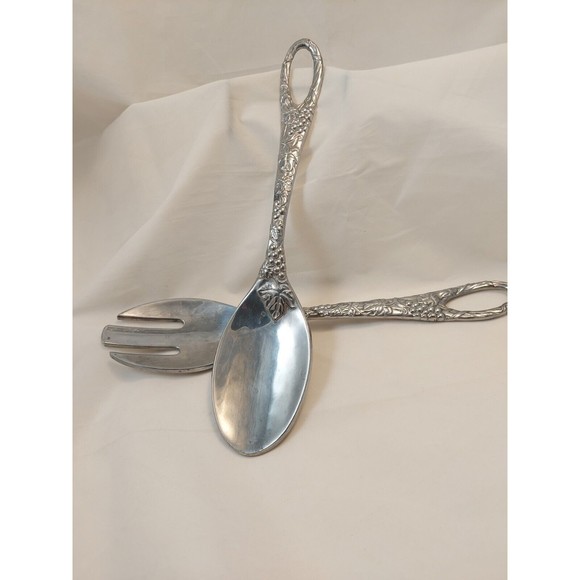 Vintage Lenox Salad Spoon Fork Server Set Aluminum Grapes Leaves 11.5” - Picture 8 of 10